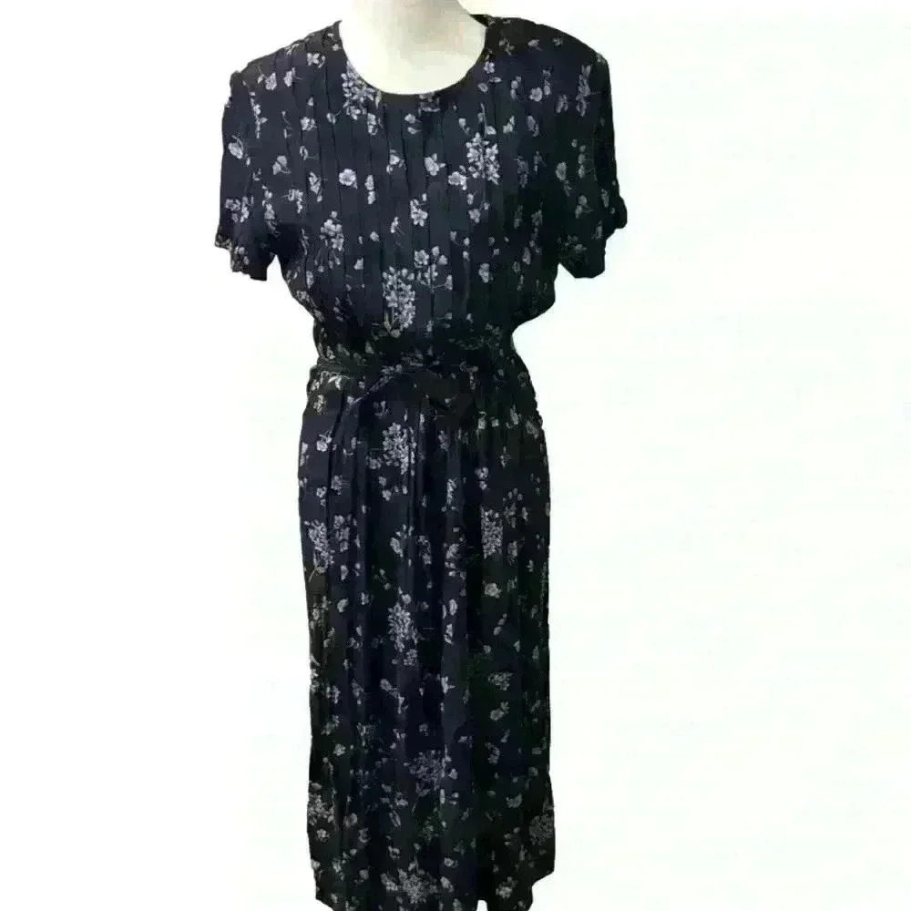 Teddi Boutique Vintage Floral Pleated Maxi Dress Petite Cottage Core